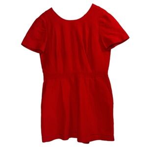 Banana Republic red linen blend lined v-neck romper